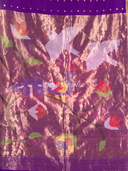 Purple Paithani Muslin Silk Handwoven Saree
