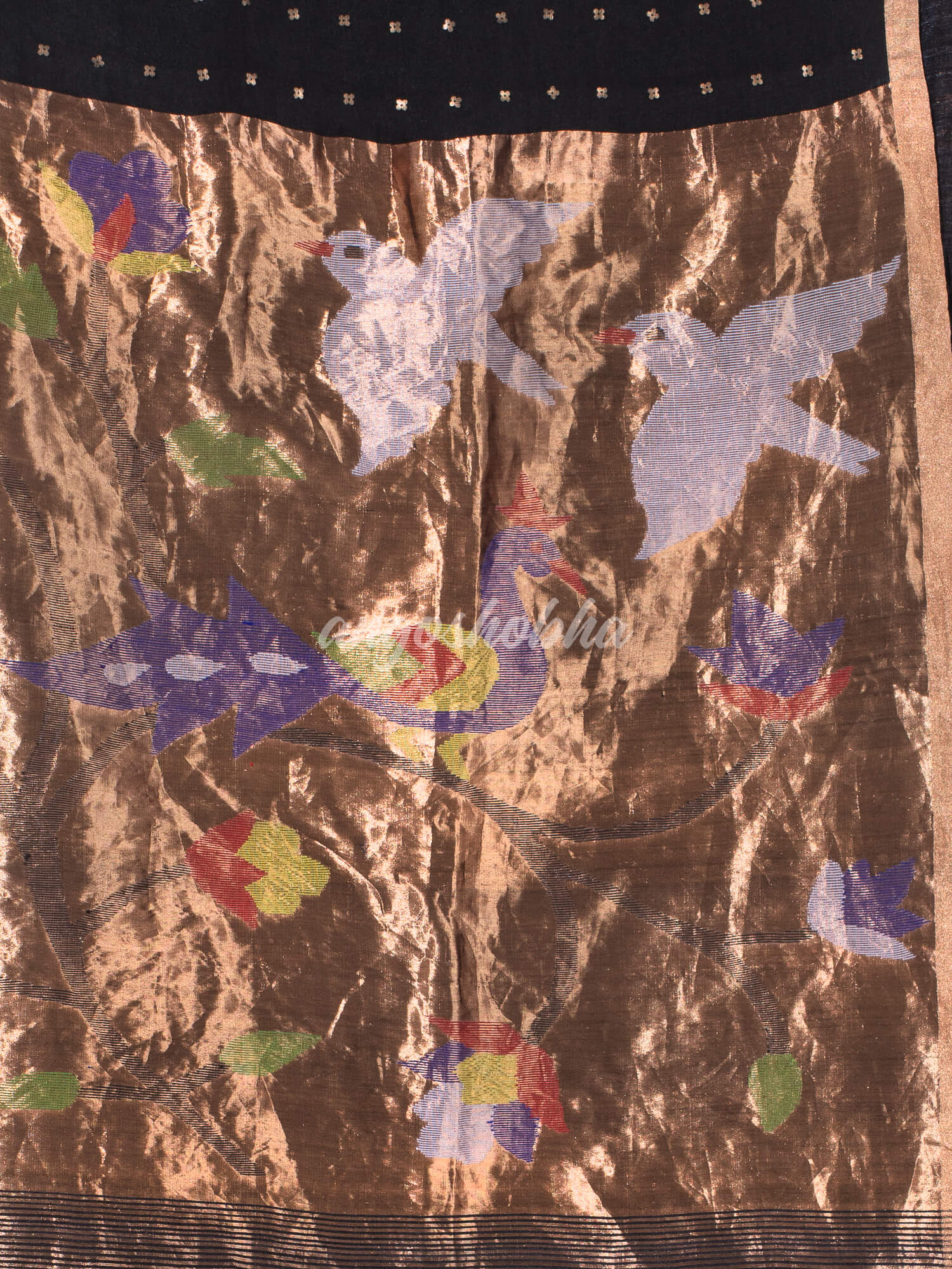 Black Paithani Muslin Silk Handwoven Saree