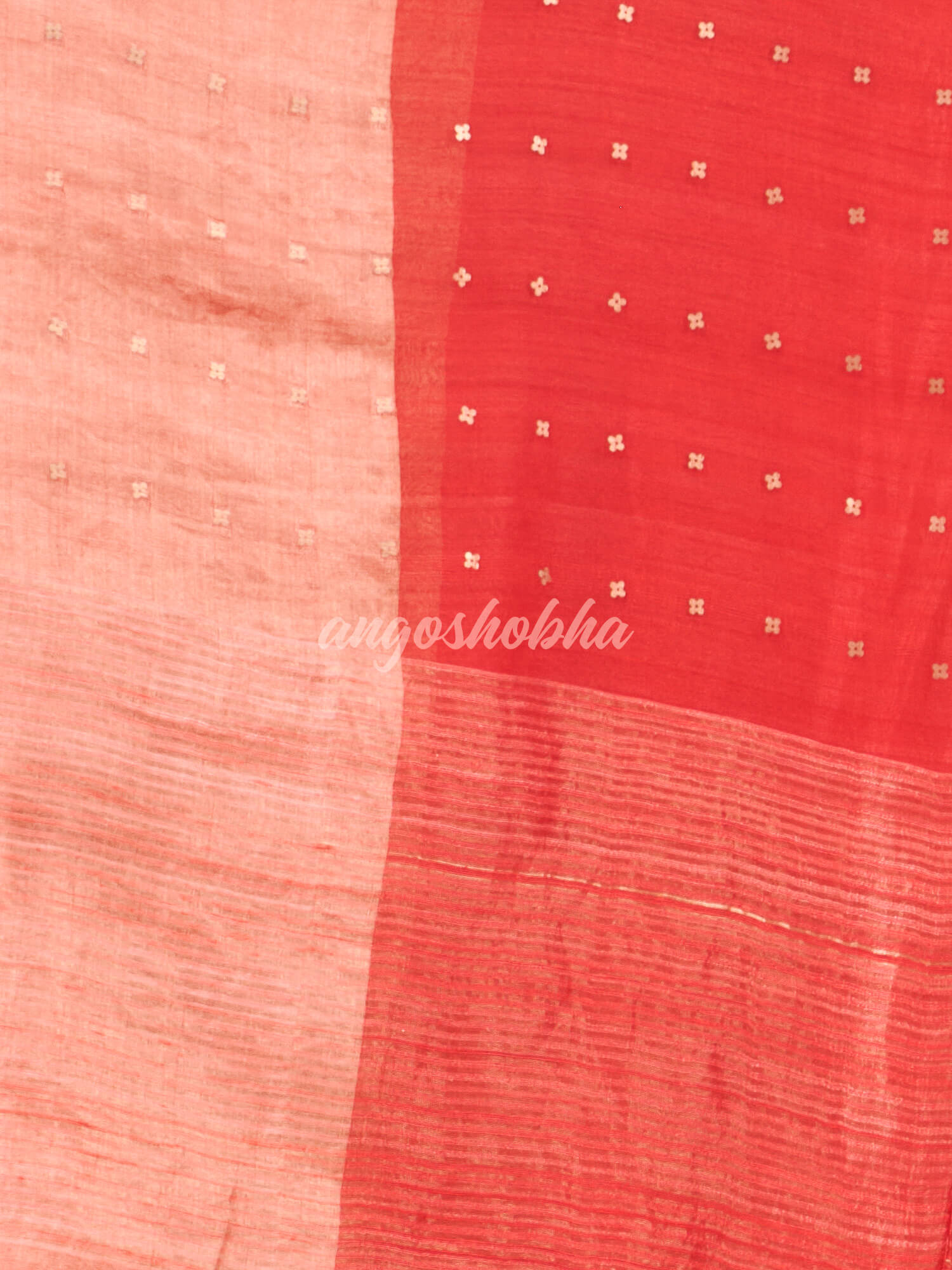 Red Silk Muslin Tissue Saree