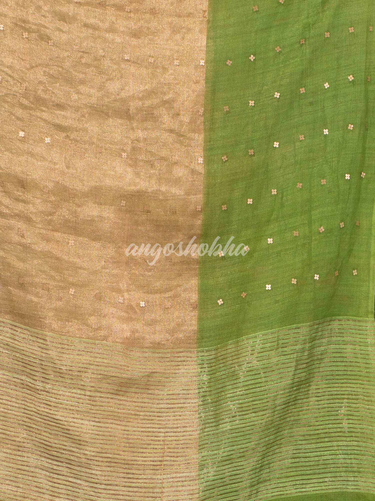 Grass Green Silk Muslin Tissue Saree