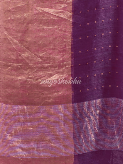 Purple Silk Muslin Tissue Saree