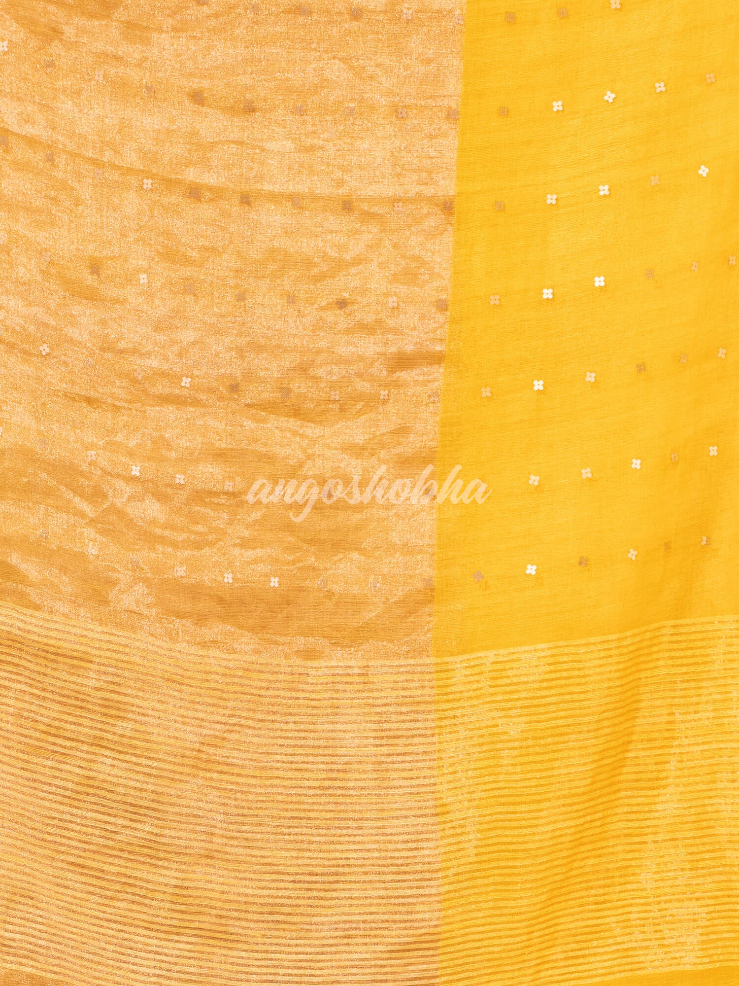 Yellow Silk Muslin Tissue Saree