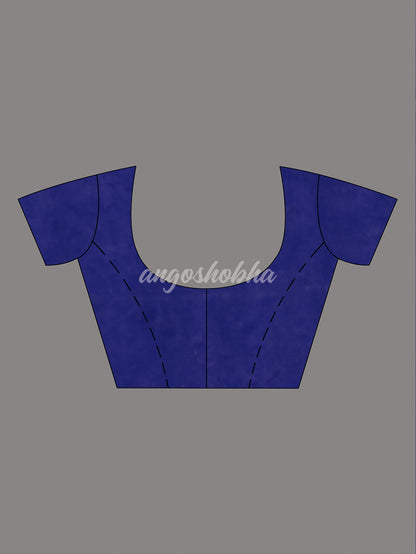 Blue Silk White Flowers Motive Handwoven Muslin Saree