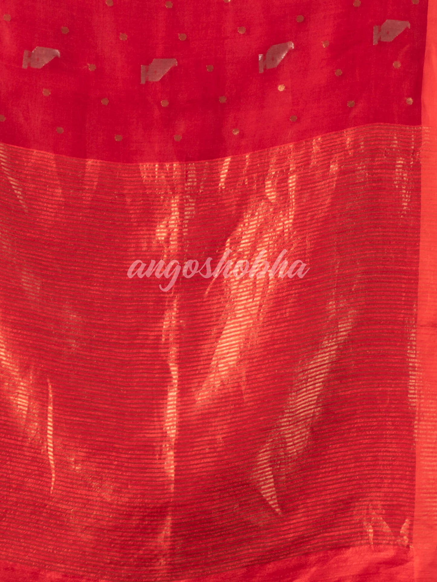 Red Half Half Matka Silk Handwoven Saree