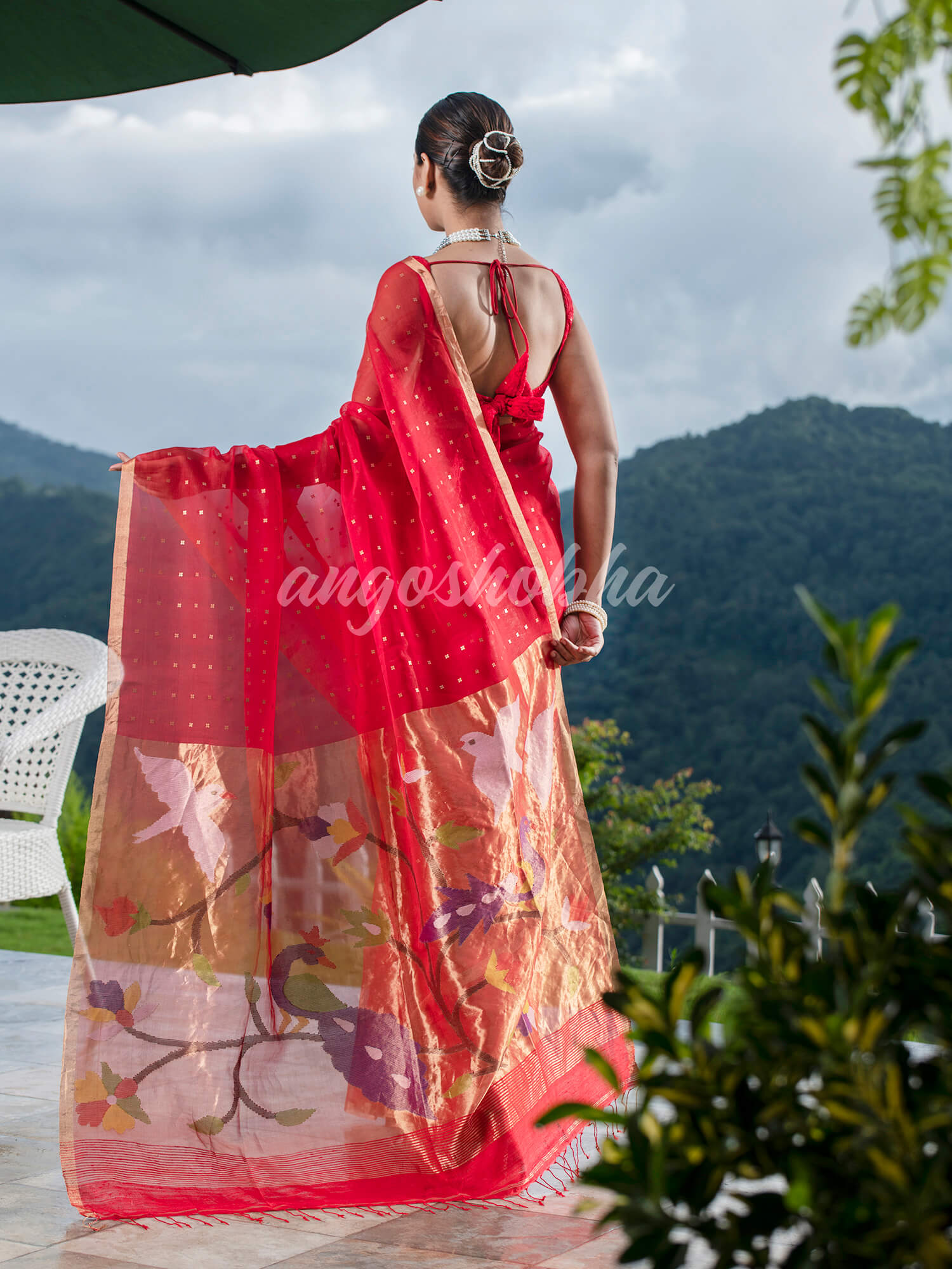 Red Paithani Muslin Silk Handwoven Saree