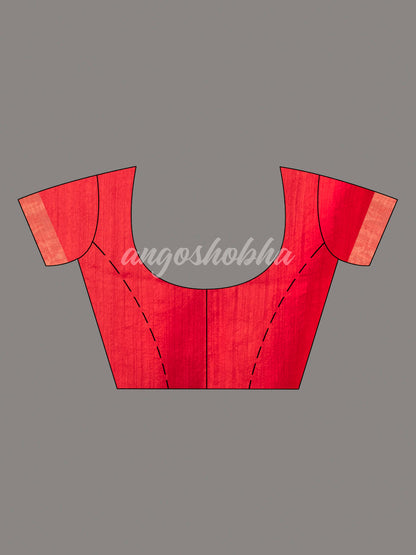Red Matka Silk Light Golden Border Handwoven Saree
