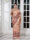 Blushing Peach Tussar Silk Embroidery Handwoven Saree