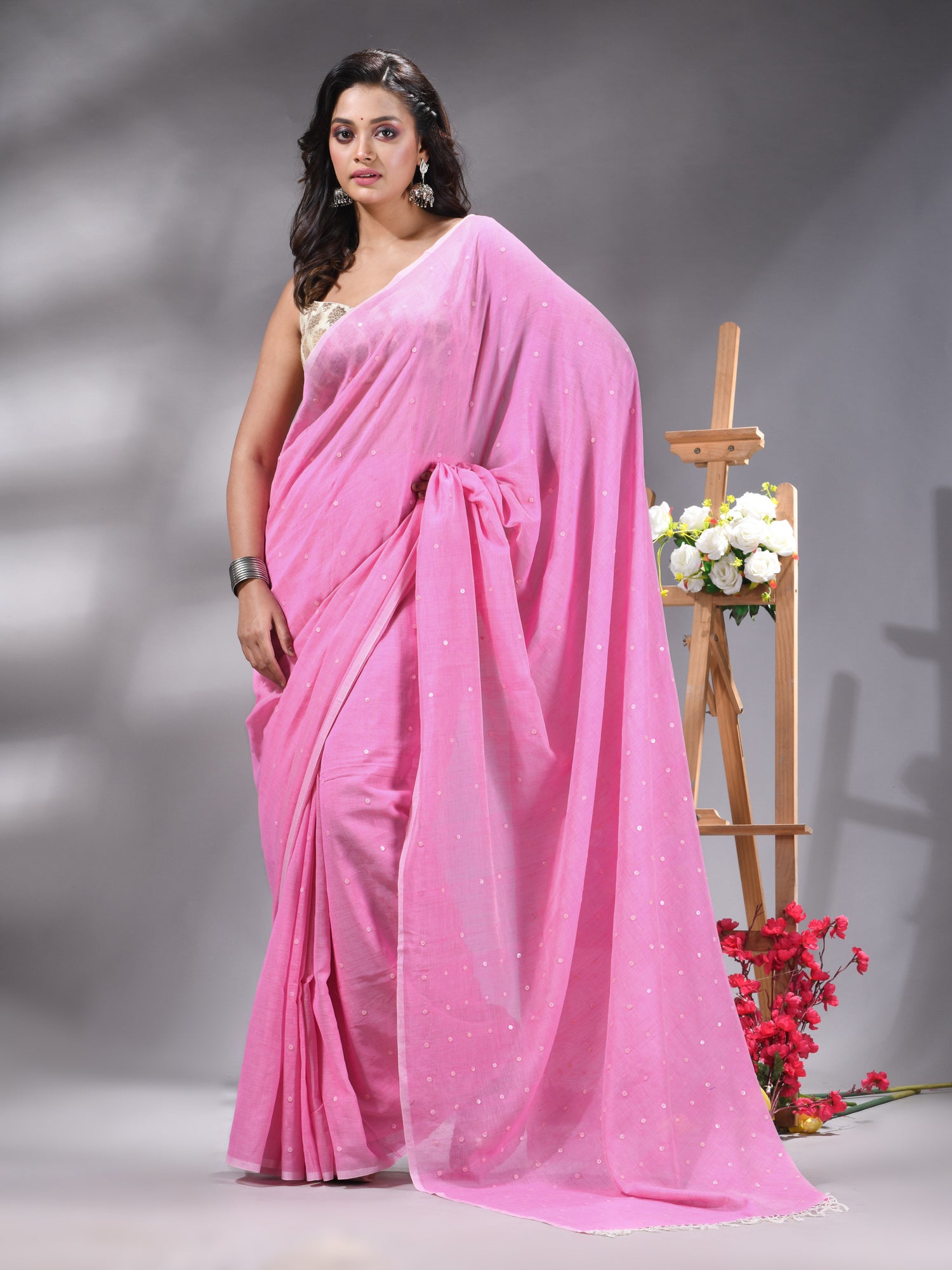 Pink Handloom Cotton Saree
