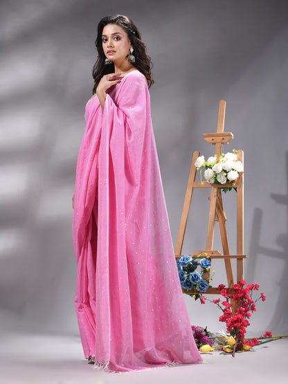 Pink Handloom Cotton Saree