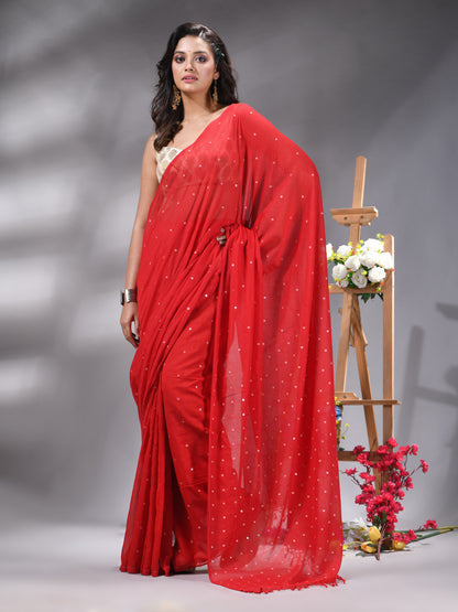 Red Handloom Cotton Saree