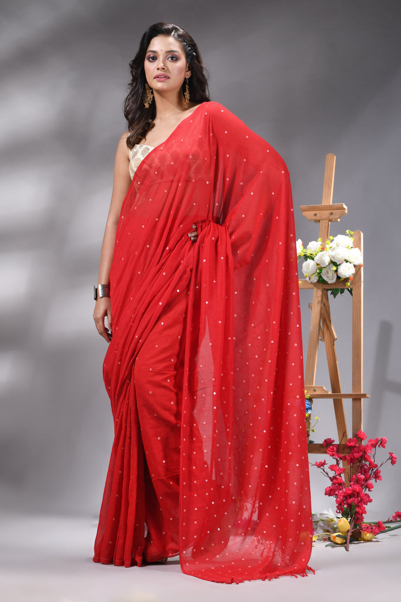 Red Handloom Cotton Saree