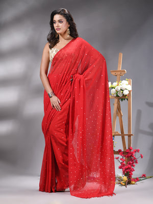 Red Handloom Cotton Saree