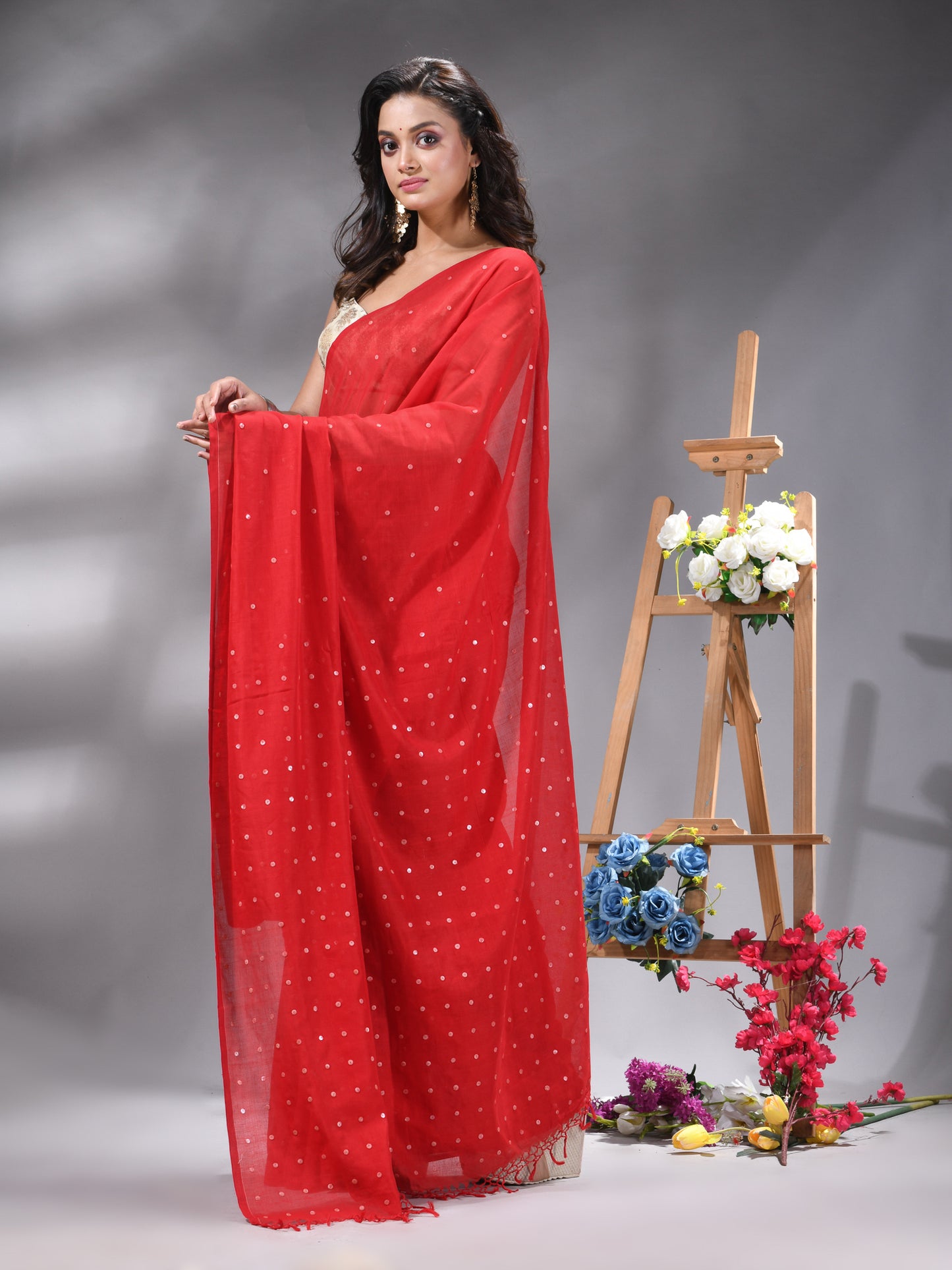 Red Handloom Cotton Saree