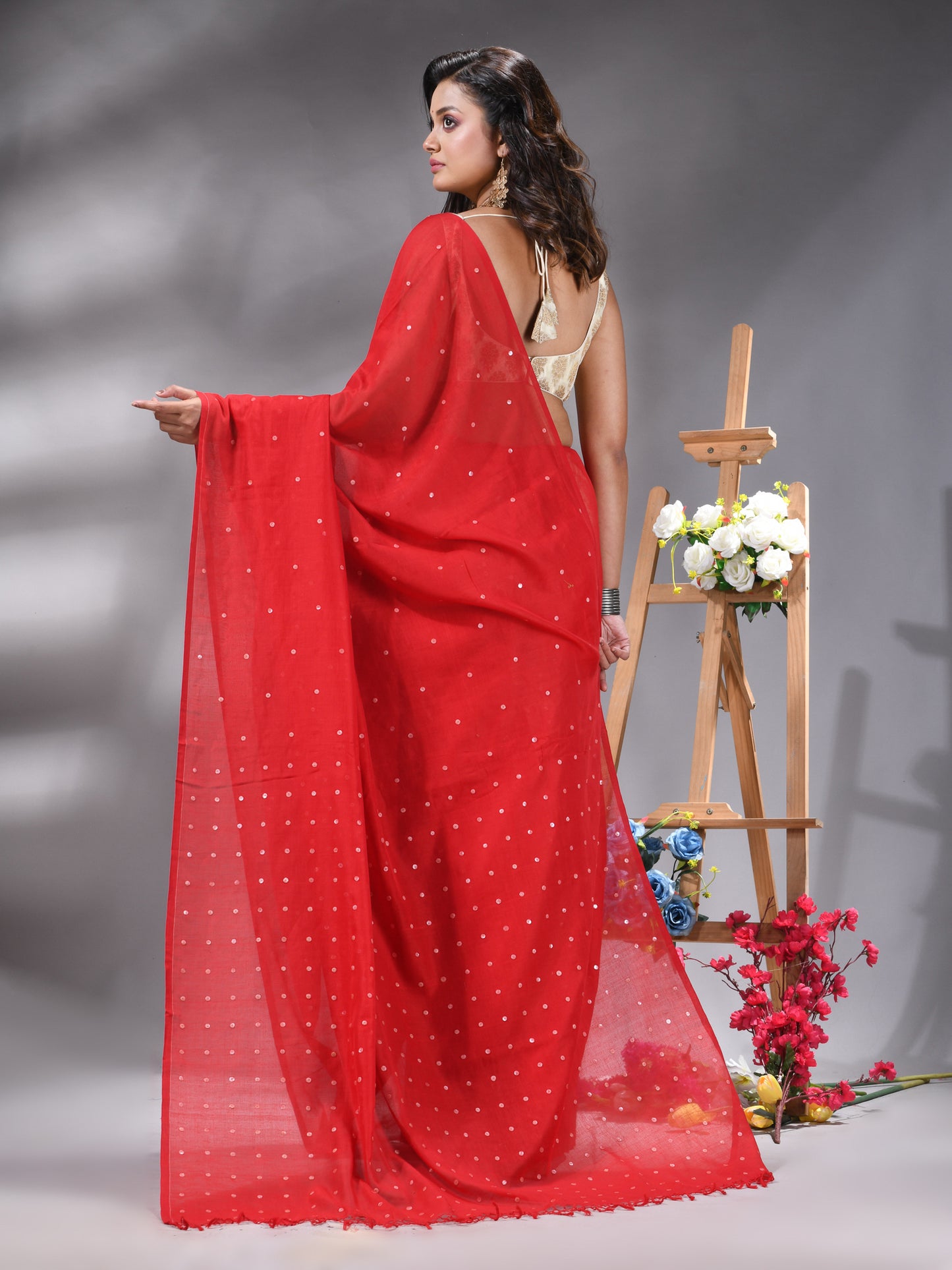 Red Handloom Cotton Saree