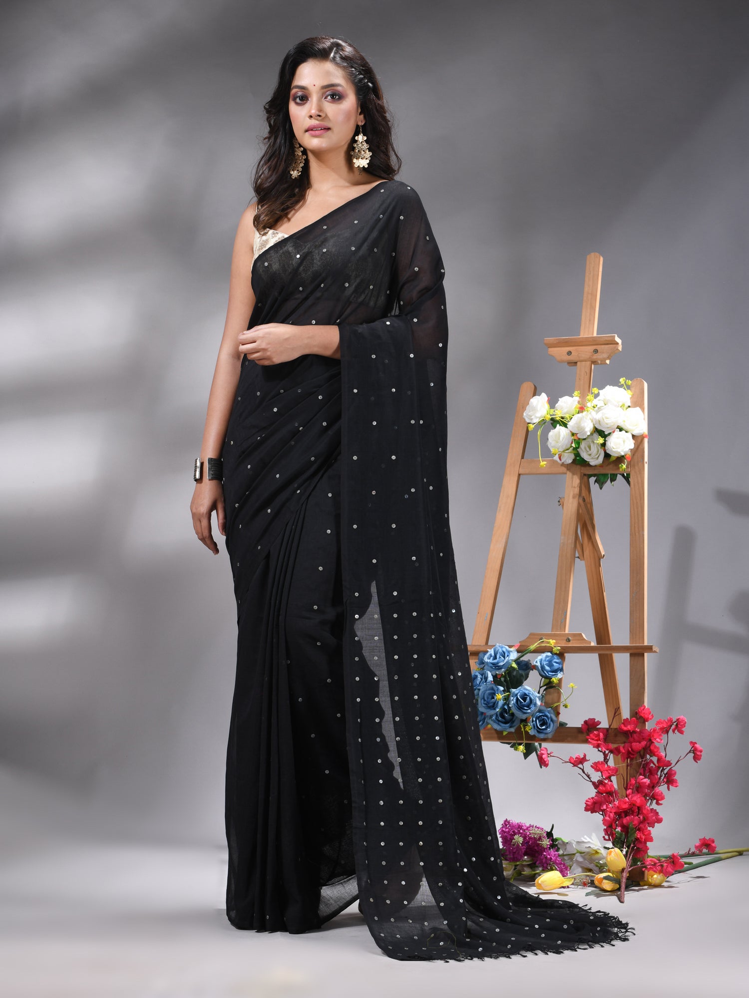 Black Handloom Cotton Saree