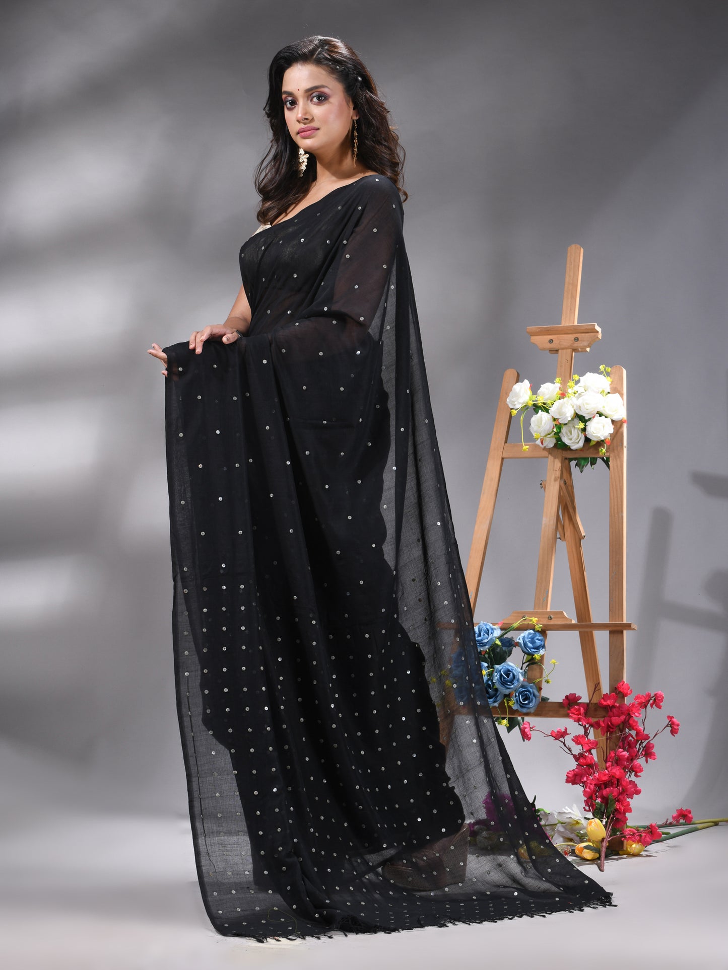 Black Handloom Cotton Saree