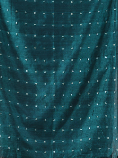 Deep Teal Handloom Cotton Saree