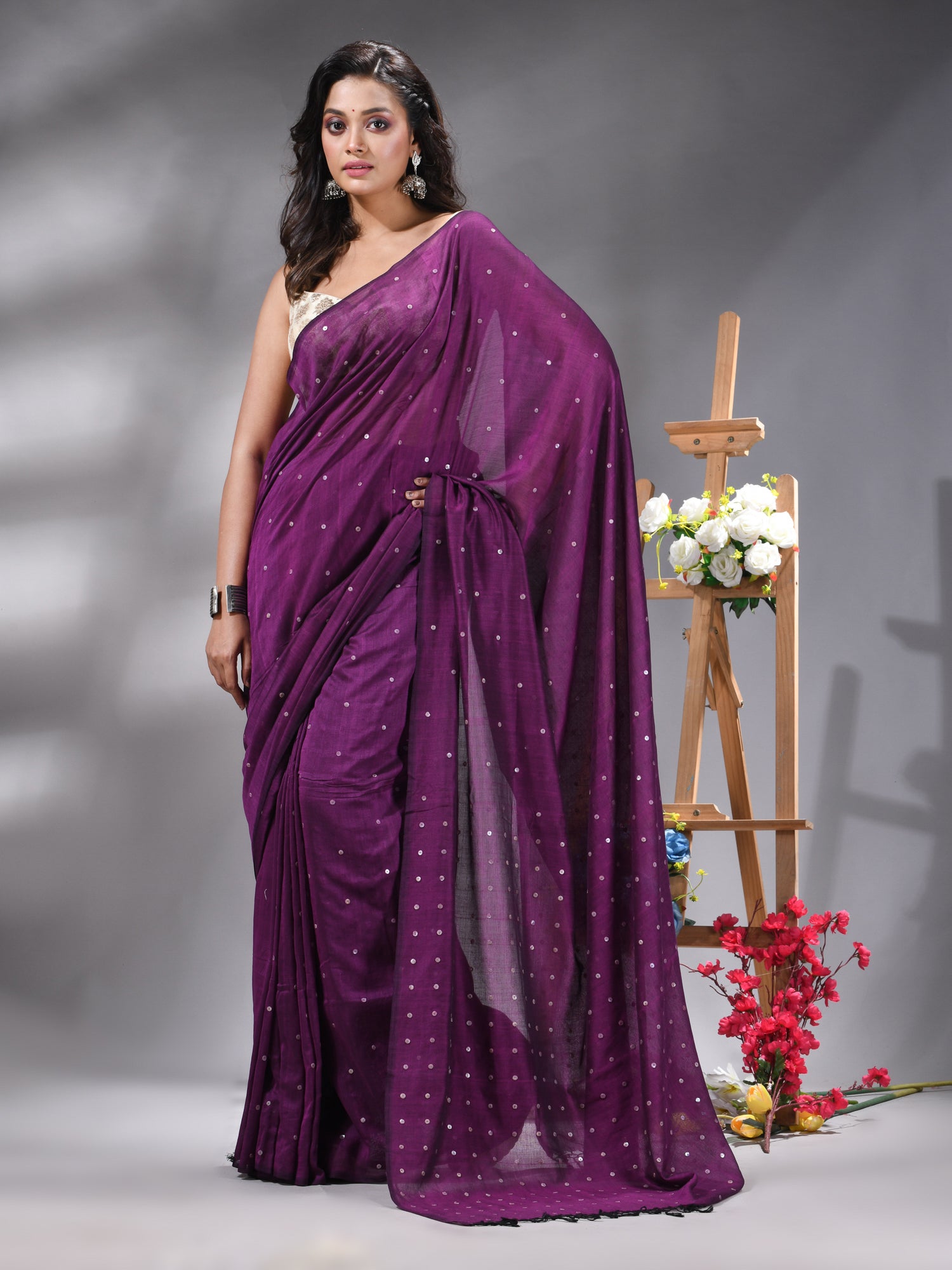 Purple Handloom Cotton Saree