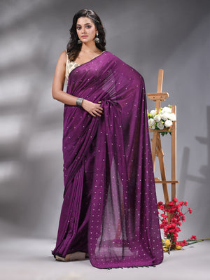 Purple Handloom Cotton Saree