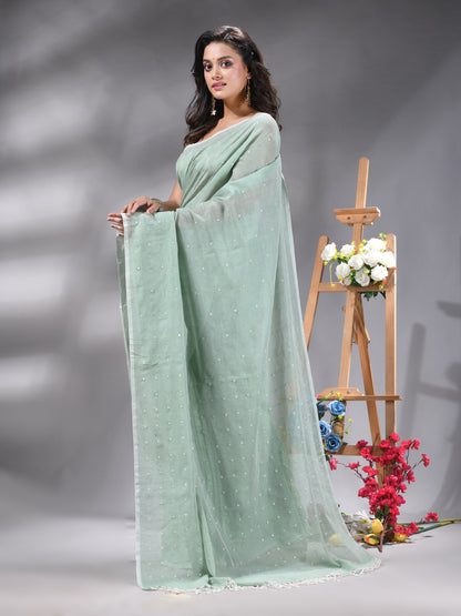 Sage Green Handloom Cotton Saree