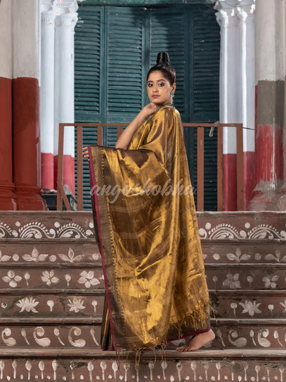 Gold Tissue Pallu Stripe Handwoven Saree