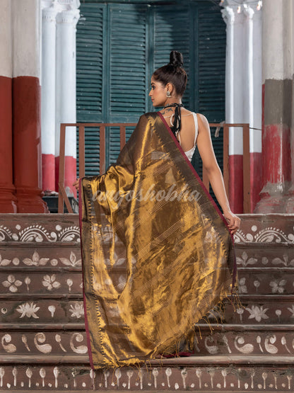 Gold Tissue Pallu Stripe Handwoven Saree