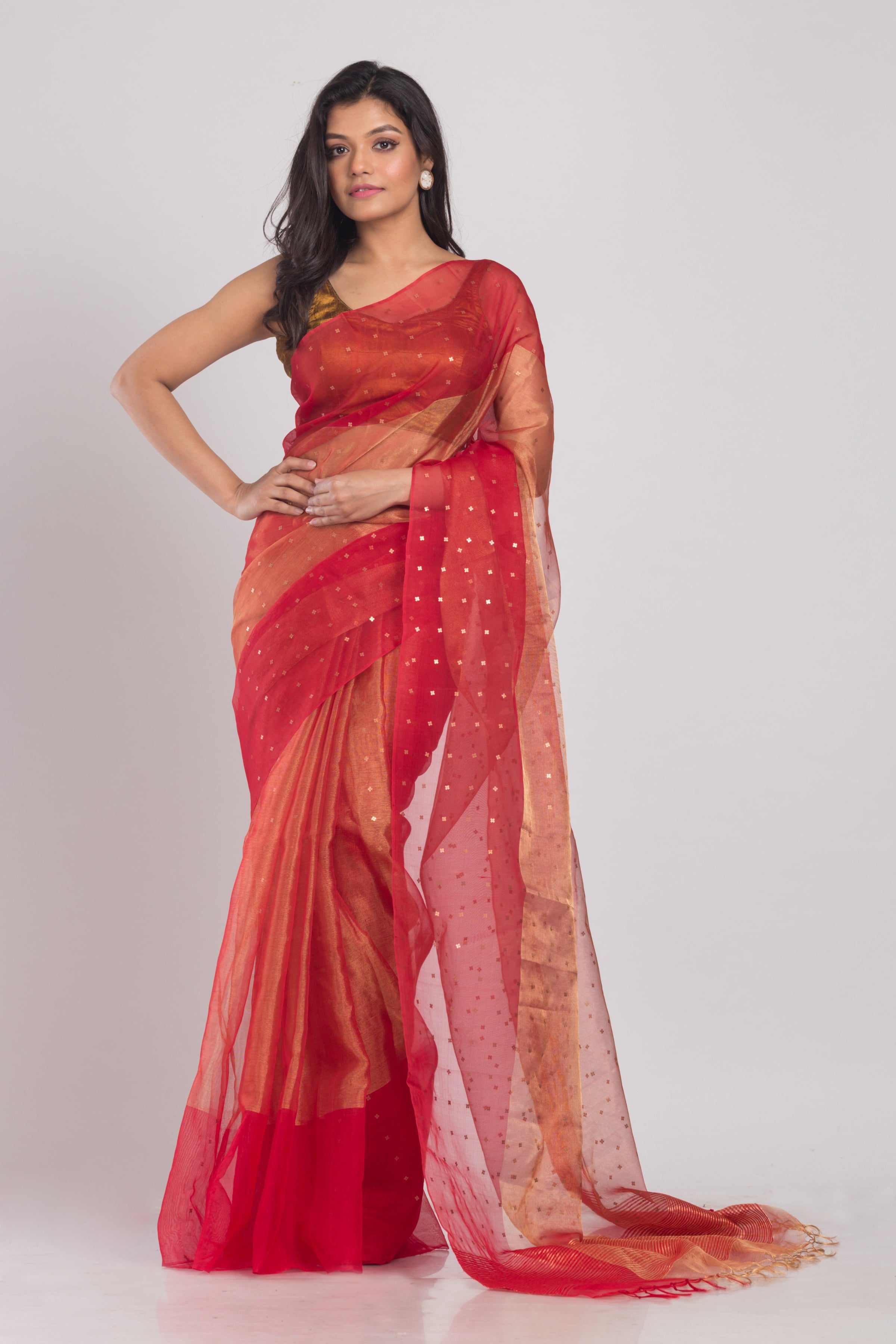Multicolor sequins handwoven silk saree
