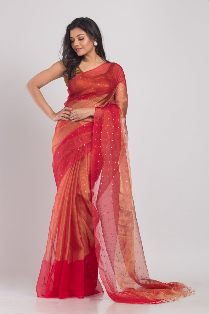 Multicolor sequins handwoven silk saree
