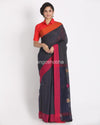 All Over Kantha Work Navy Blue Handloom Saree