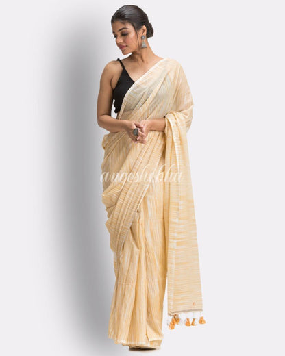 Angoshobha White Muga Tie Dye Molmol Cotton Saree angoshobha