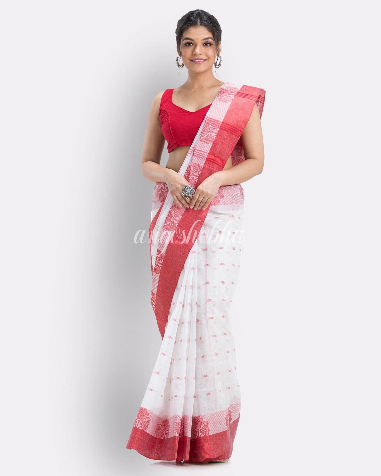 Tant White Cotton Saree