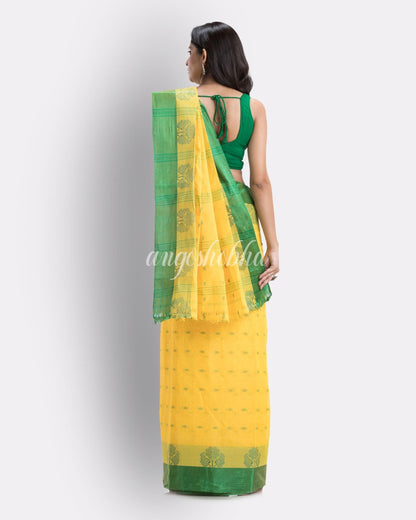 Angoshobha  Women's Tant Yellow Cotton Saree angoshobha