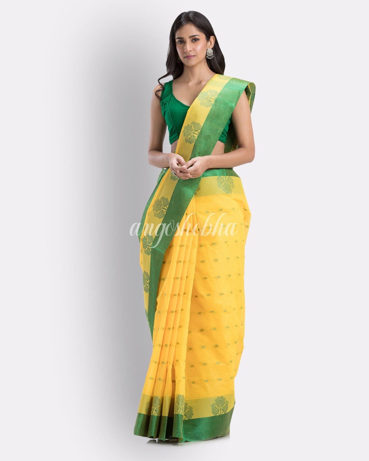 Tant Yellow Cotton Saree