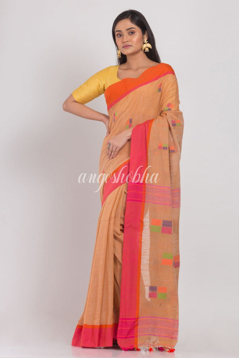 Beige Cotton Handloom Saree