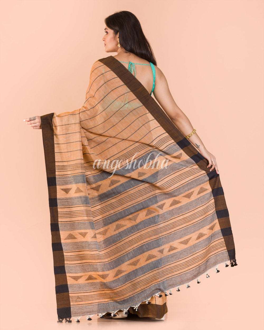 Biscuit Handloom Cotton Saree angoshobha