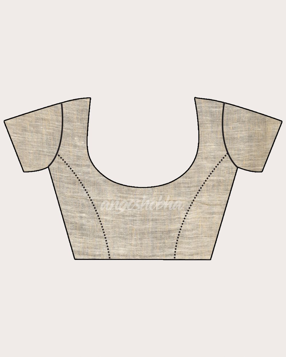 Bisque Traditional Handloom Linen Jamdani Saree angoshobha