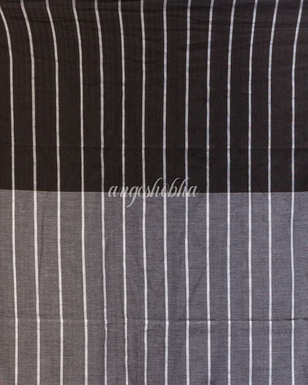 Black Beige Handwoven Cotton Saree angoshobha