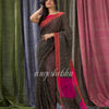Black Cotton Blend Festive Handloom Saree angoshobha