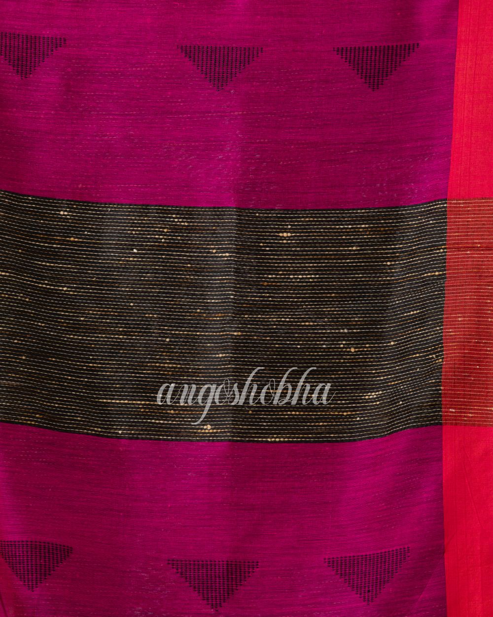 Black Cotton Blend Festive Handloom Saree angoshobha