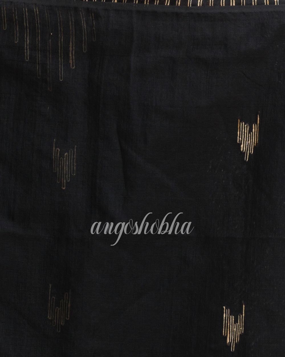 Black Cotton Blend Handloom Jamdani Saree angoshobha