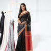 Black Cotton Blend Handloom Saree angoshobha
