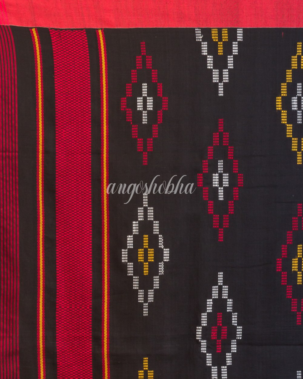 Black Cotton Jamdani Saree angoshobha