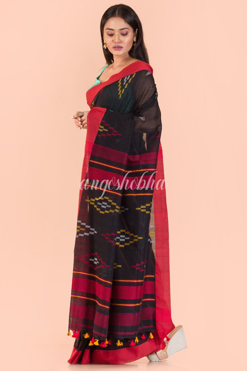Black Cotton Jamdani Saree