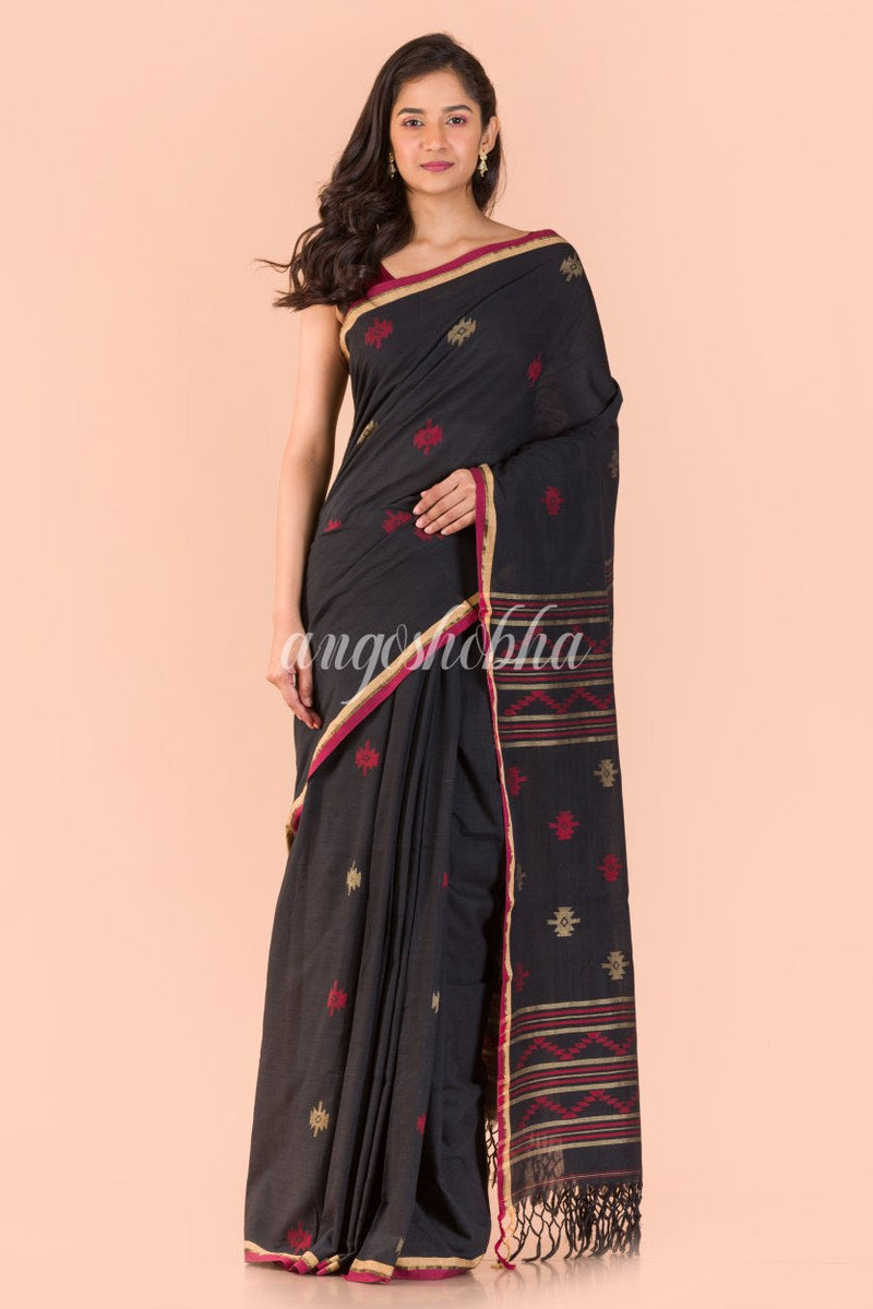 Black Cotton Jamdani Saree