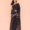 Black Cotton Jamdani Saree angoshobha