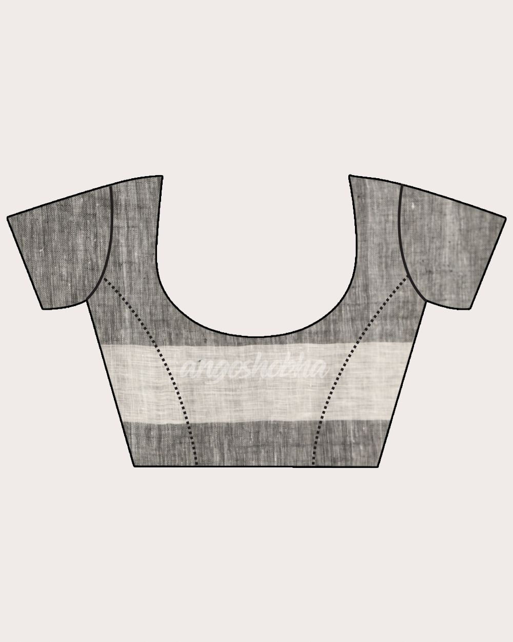 Black Grey Traditional Handloom Linen Saree angoshobha