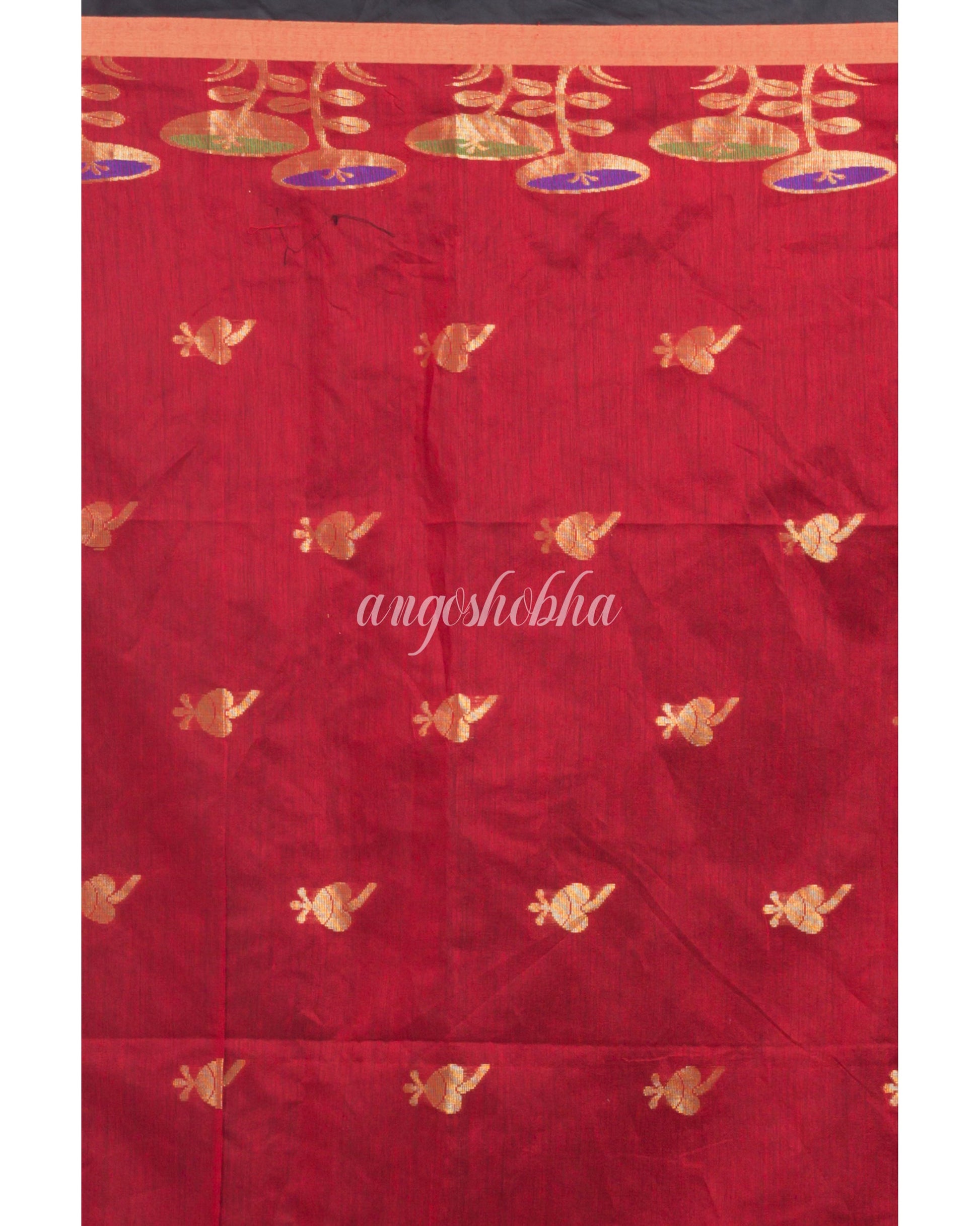 Black Handloom Cotton Silk Saree angoshobha