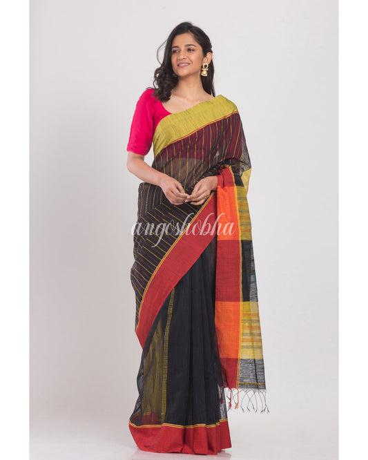 Black Handloom Saree angoshobha