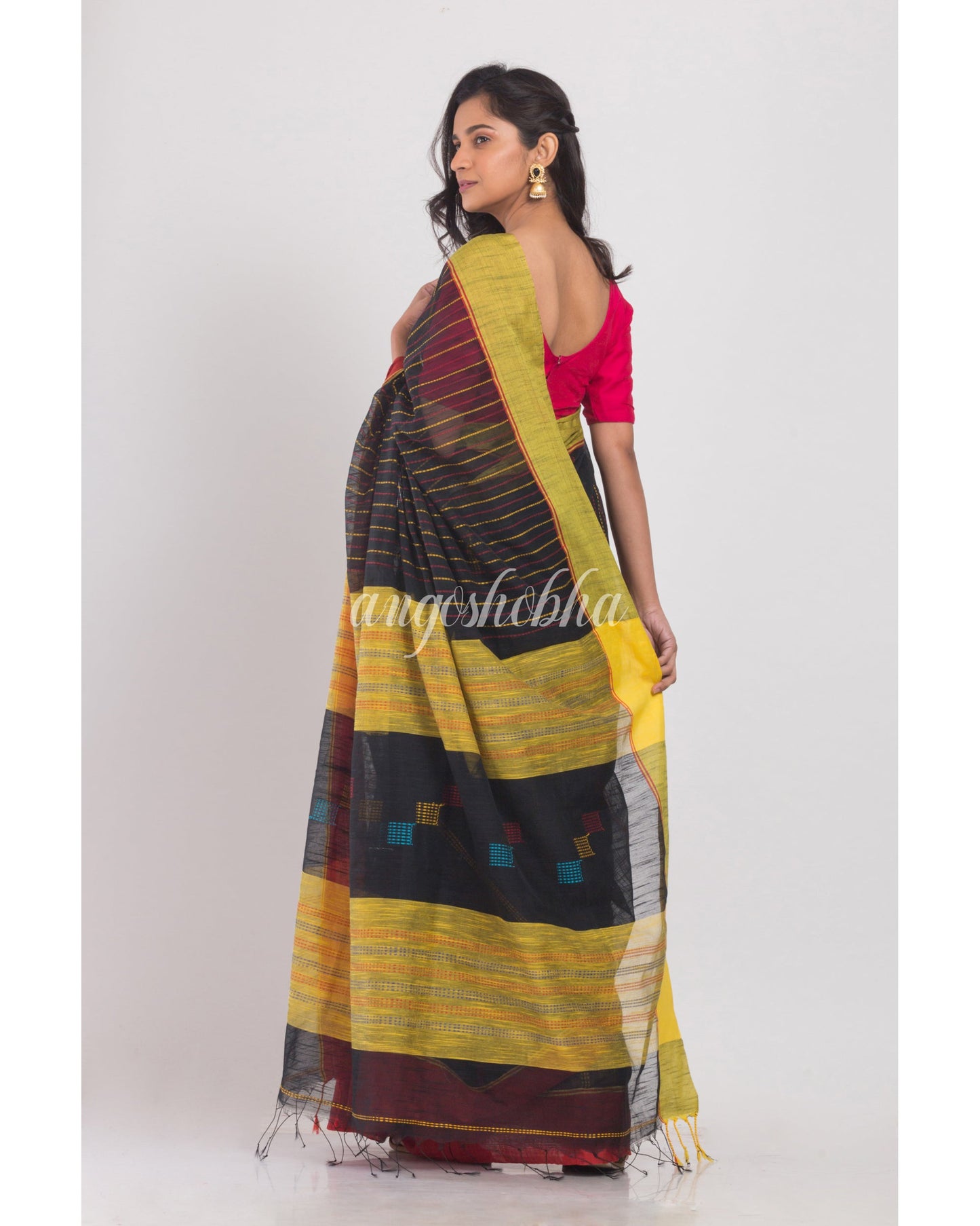 Black Handloom Saree angoshobha