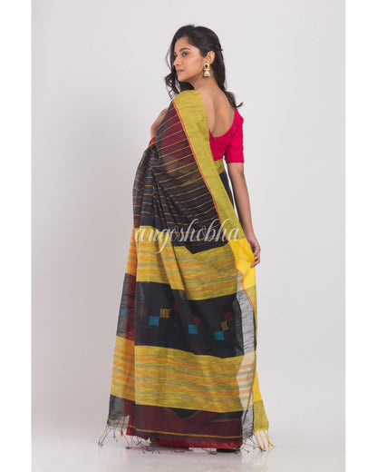 Black Handloom Saree angoshobha